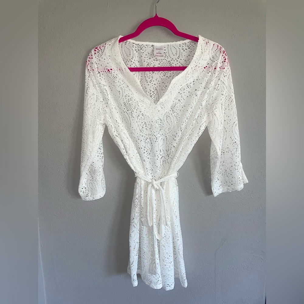 Swimsuit cover up dress white sz Medium